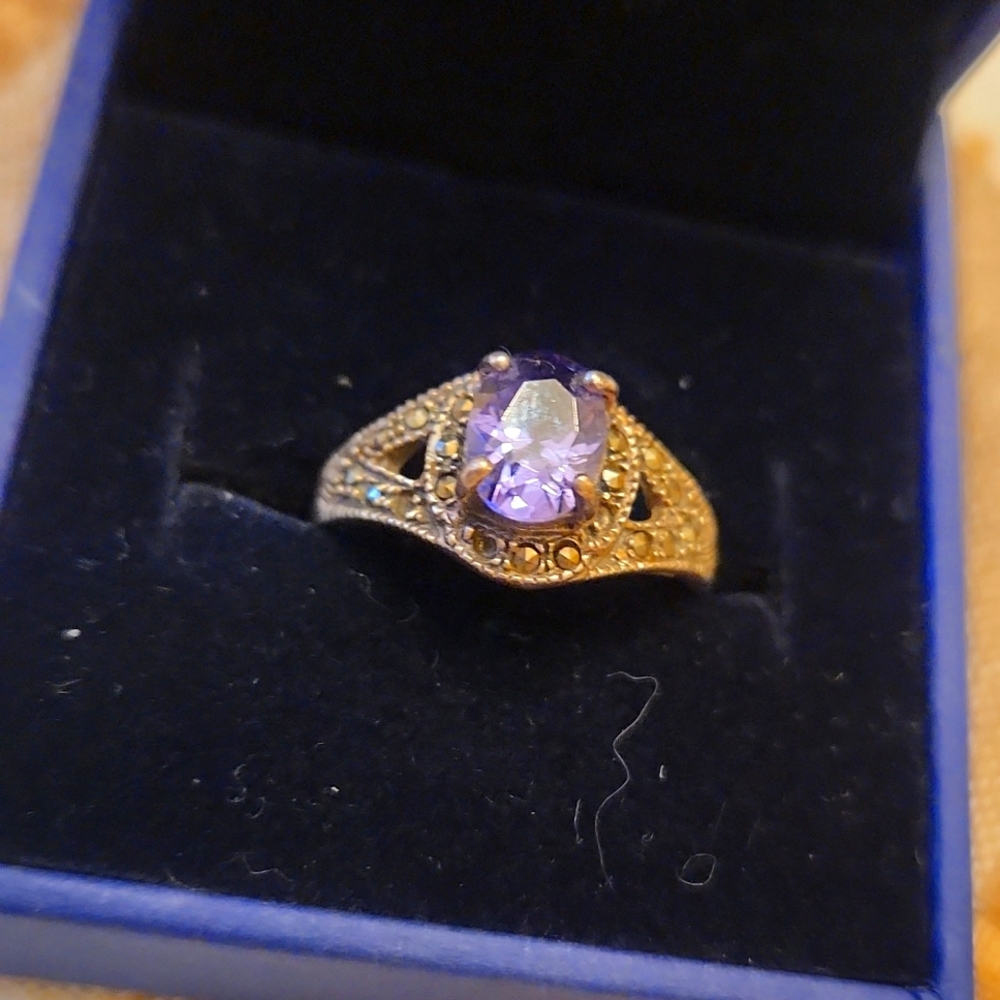 Silver and gemstone ring